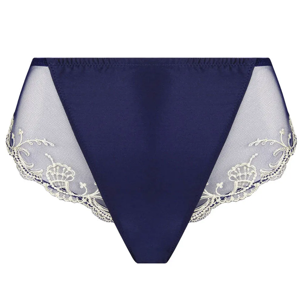 Lise Charmel 'Splendeur Soie' Navy Blue Silk High Waisted/Retro Brief