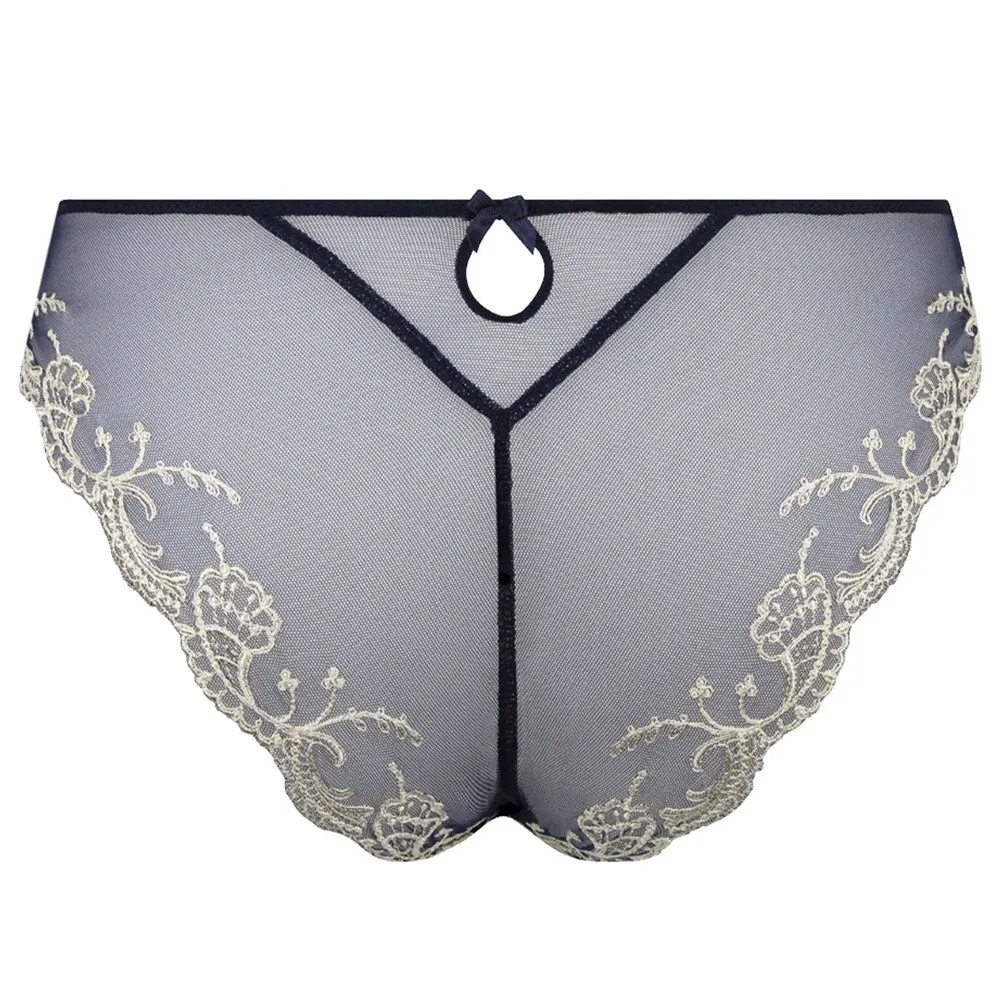 Lise Charmel 'Splendeur Soie' Navy Blue Silk Italian Brief