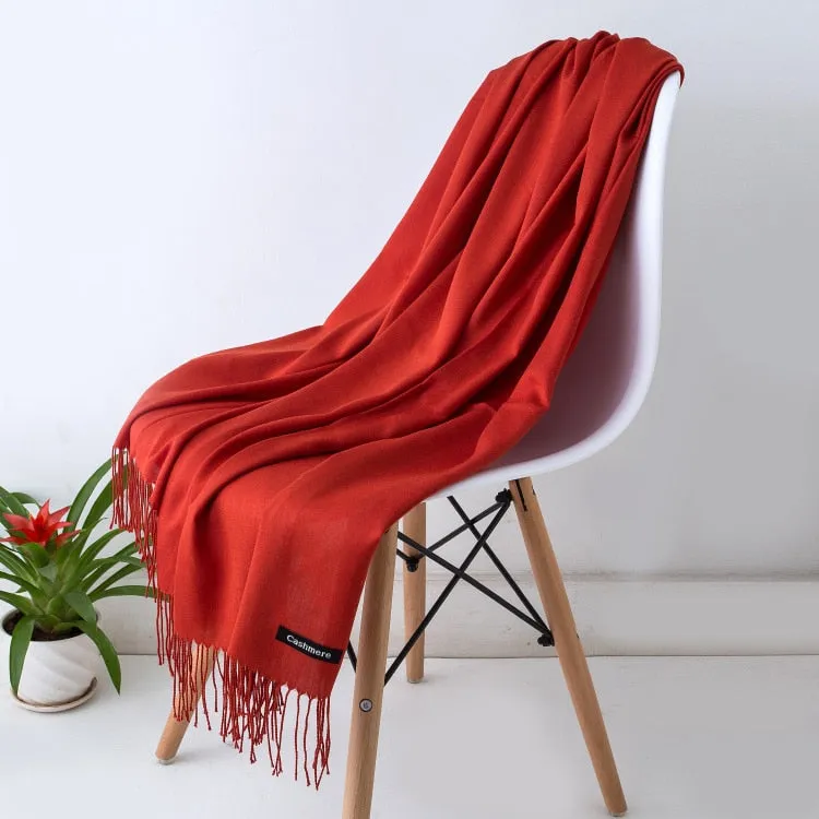 Long Cashmere Thin Scarf and Shawl Set for Women