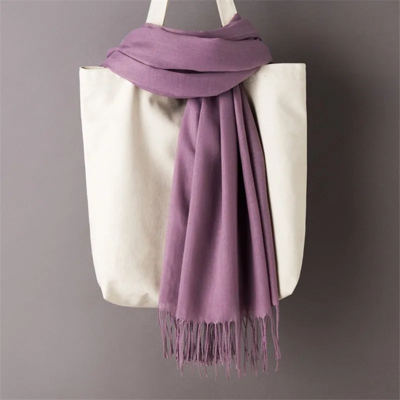 Long Cashmere Thin Scarf and Shawl Set for Women