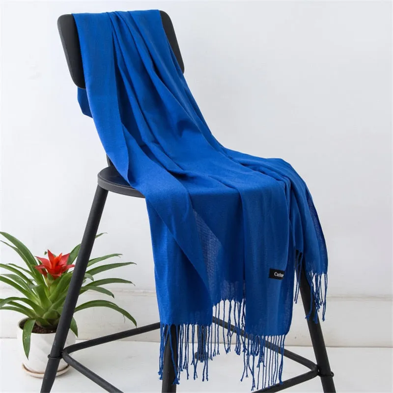 Long Cashmere Thin Scarf and Shawl Set for Women