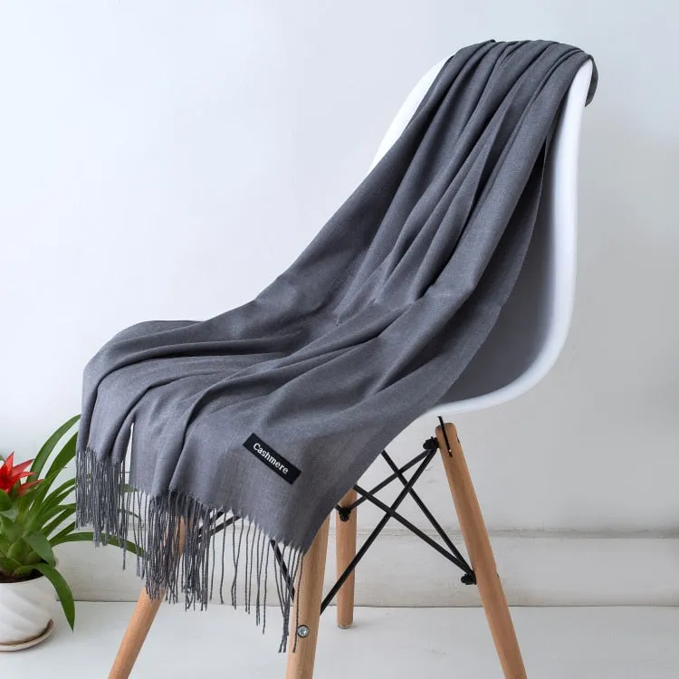 Long Cashmere Thin Scarf and Shawl Set for Women