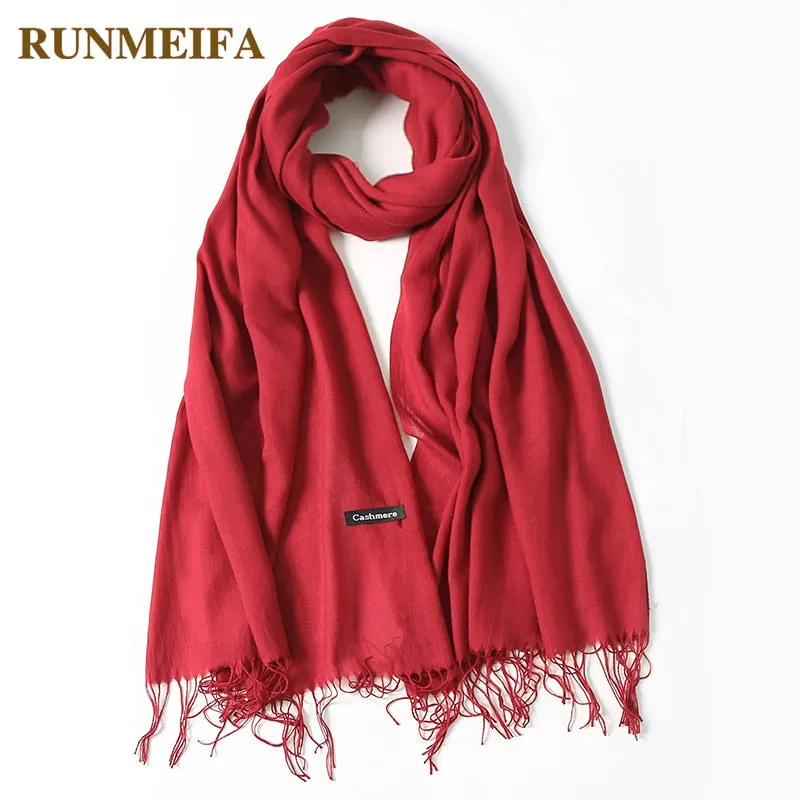 Long Cashmere Thin Scarf and Shawl Set for Women