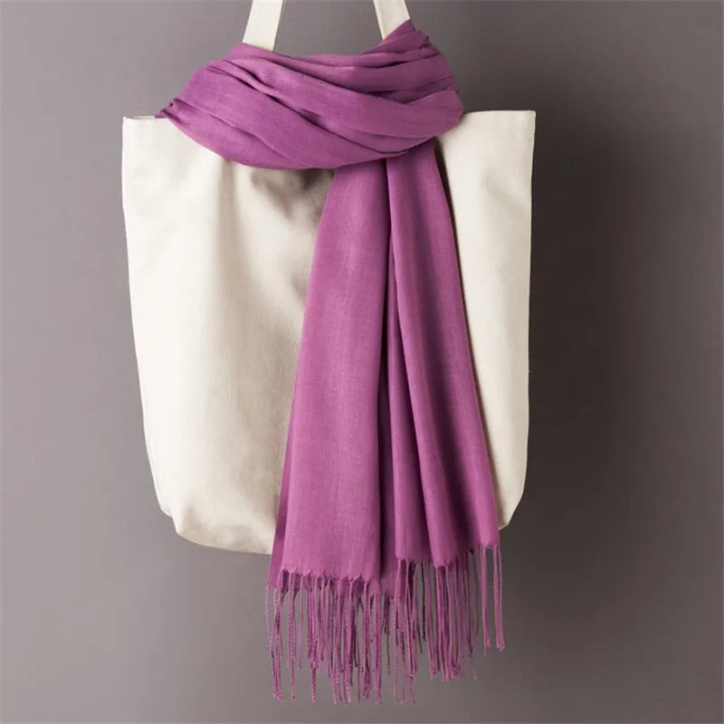 Long Cashmere Thin Scarf and Shawl Set for Women