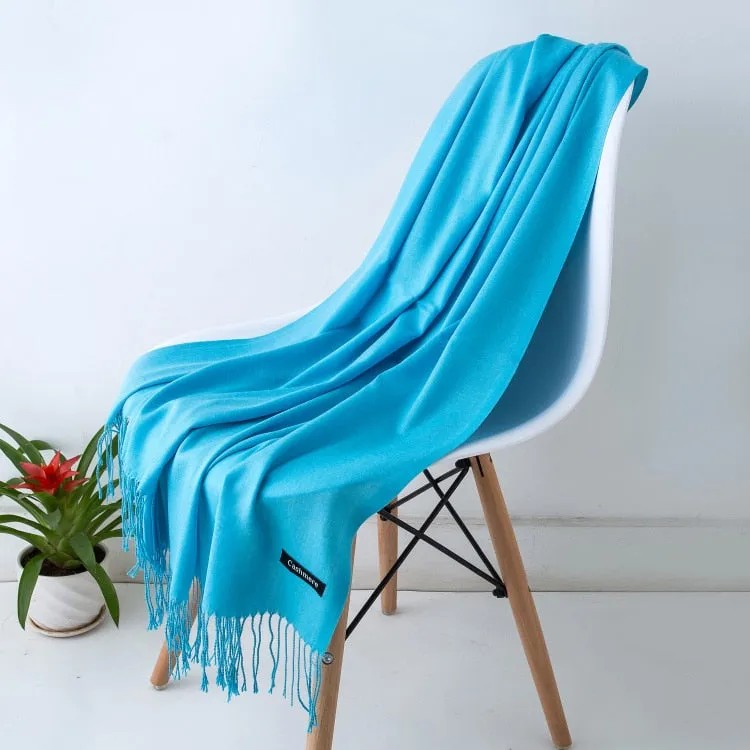 Long Cashmere Thin Scarf and Shawl Set for Women