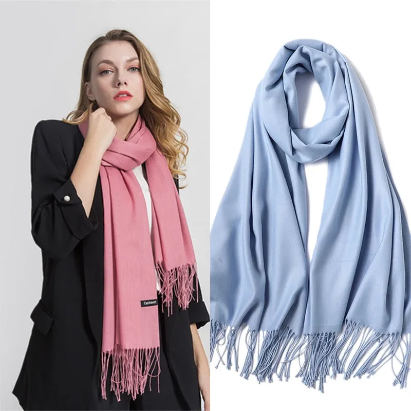 Long Cashmere Thin Scarf and Shawl Set for Women