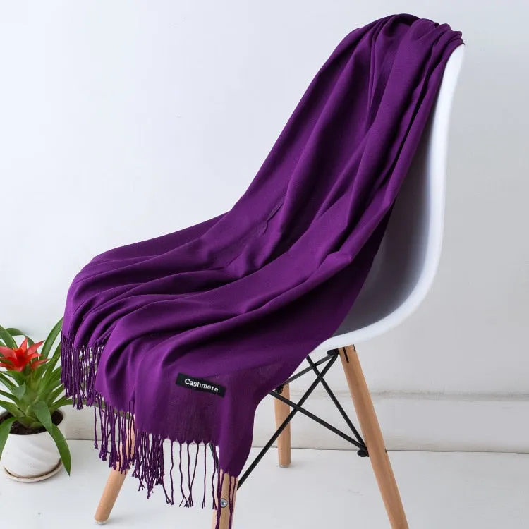 Long Cashmere Thin Scarf and Shawl Set for Women