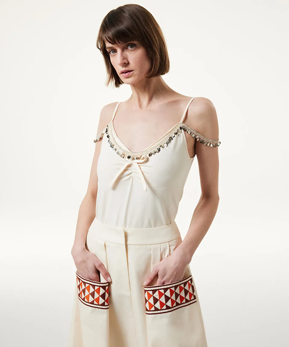 Machka Embroidered Bell Skirt Sand