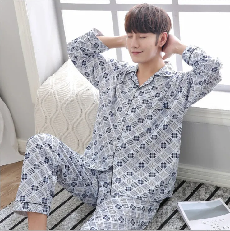 Men's Emerald Pajama cotton home service suit Cotton Sleepwear Vintage Loungewear Linen Sleepwear, lioness-love