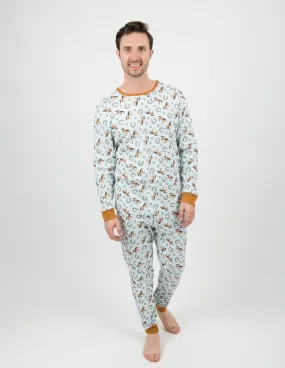 Mens Light Blue Horses Pajamas