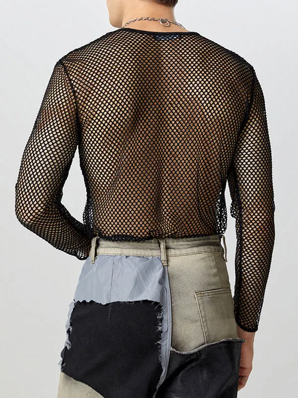 Mens Sexy Mesh Long Sleeve T-Shirts SKUI21473