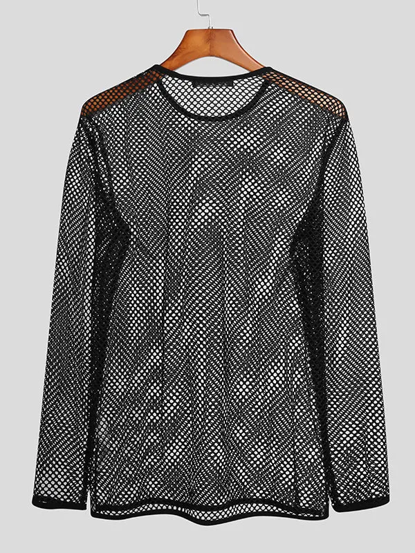 Mens Sexy Mesh Long Sleeve T-Shirts SKUI21473