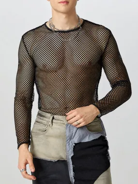 Mens Sexy Mesh Long Sleeve T-Shirts SKUI21473