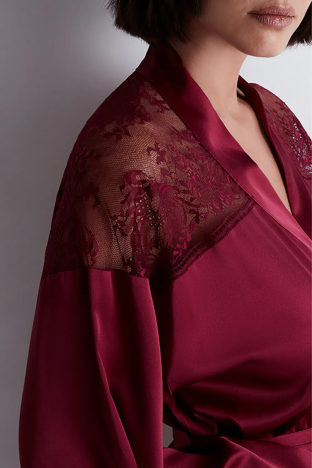 Midnight Whisper Silk Kimono Crimson Red