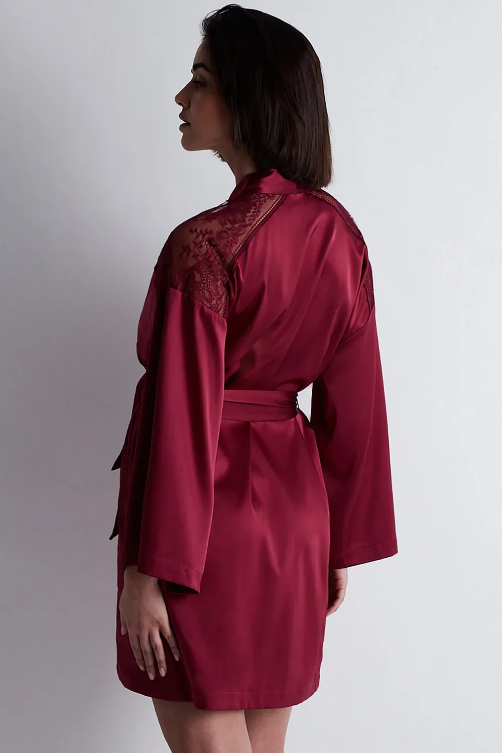 Midnight Whisper Silk Kimono Crimson Red