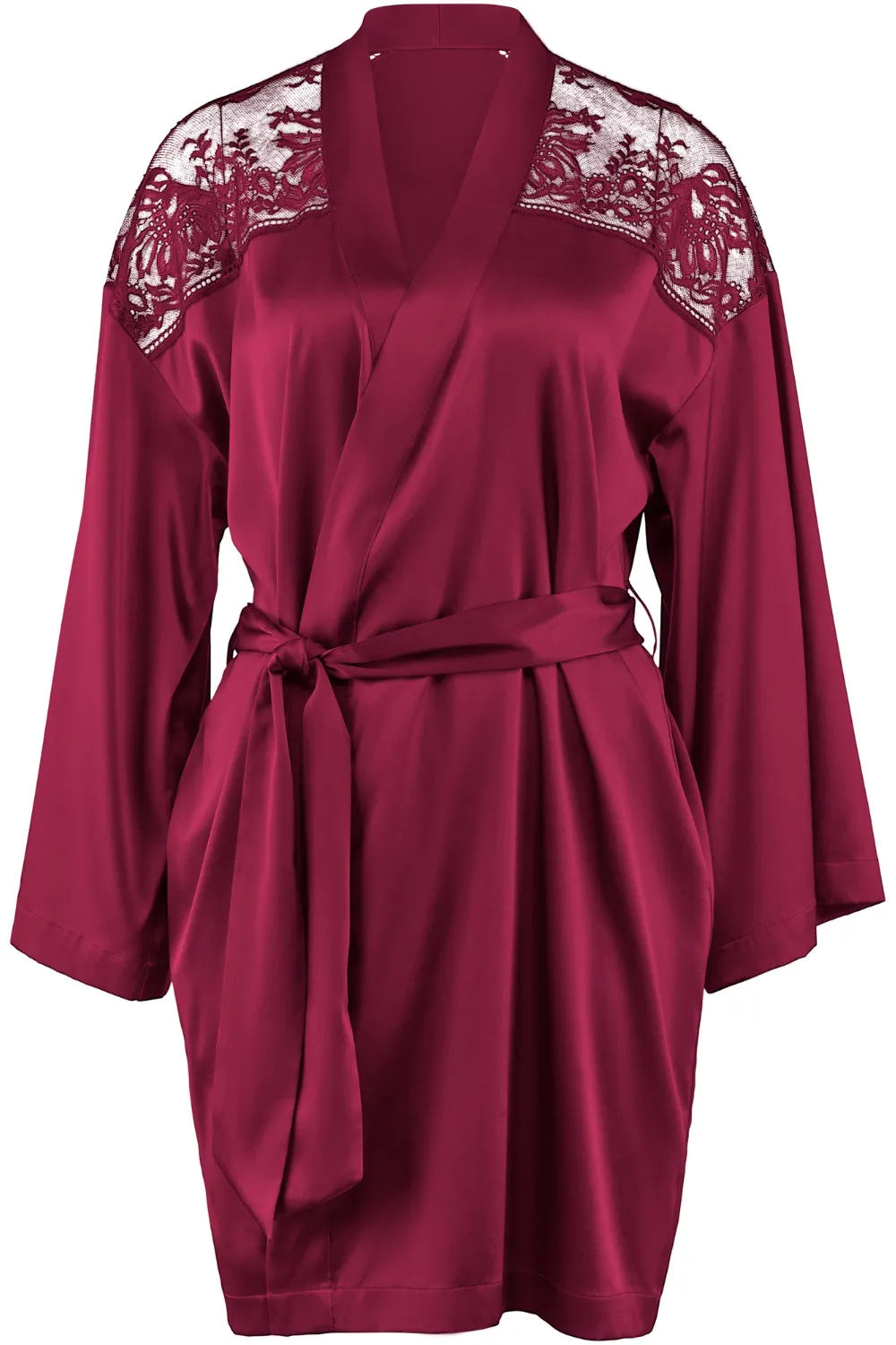 Midnight Whisper Silk Kimono Crimson Red