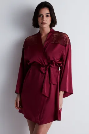 Midnight Whisper Silk Kimono Crimson Red