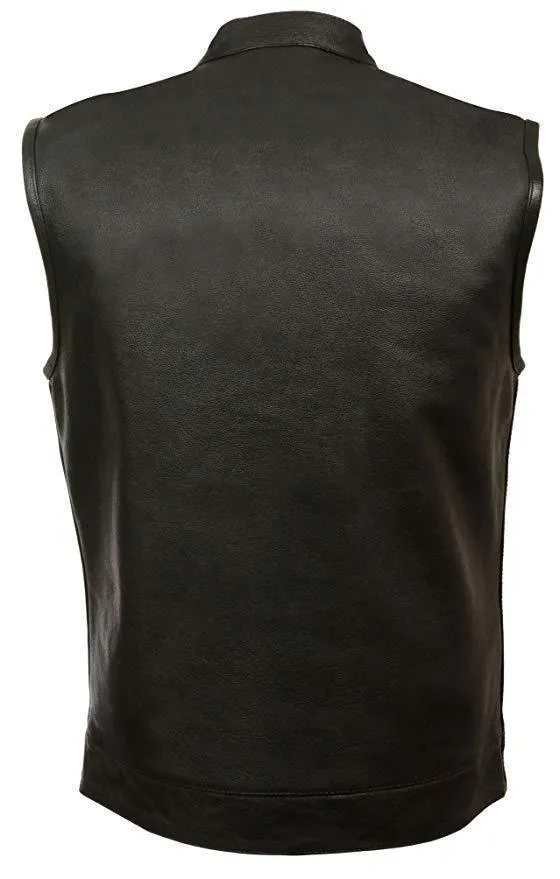 Milwaukee Leather LKM3710 Men's Open Neck Snap and Zip Front Club Style Leather Vest