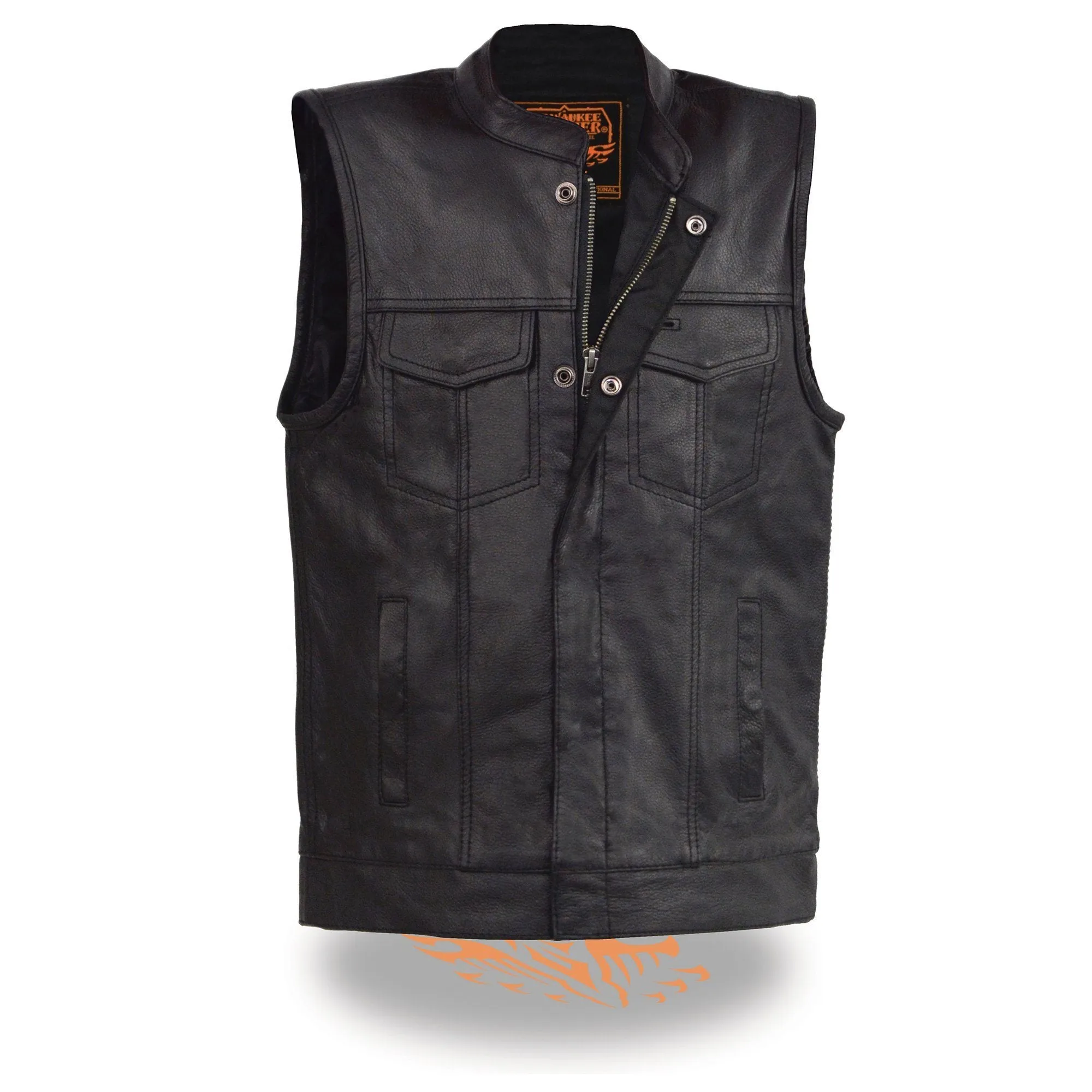 Milwaukee Leather LKY3850 Youth Size Open Neck Snap and Zip Front Club Style Vest