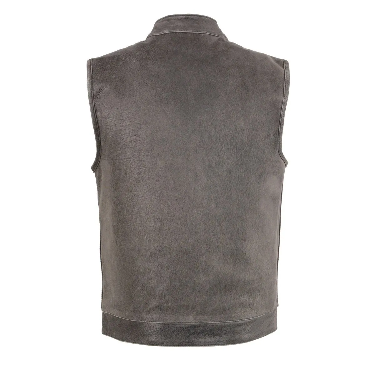 Milwaukee Leather Men's Naked Leather Club-Style Motorcycle Vest w/Concealed Snaps Zipper Closure MLM3513