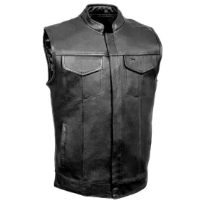 Milwaukee Leather SH2036 Men's Black Club Style' Open Neck Leather Vest