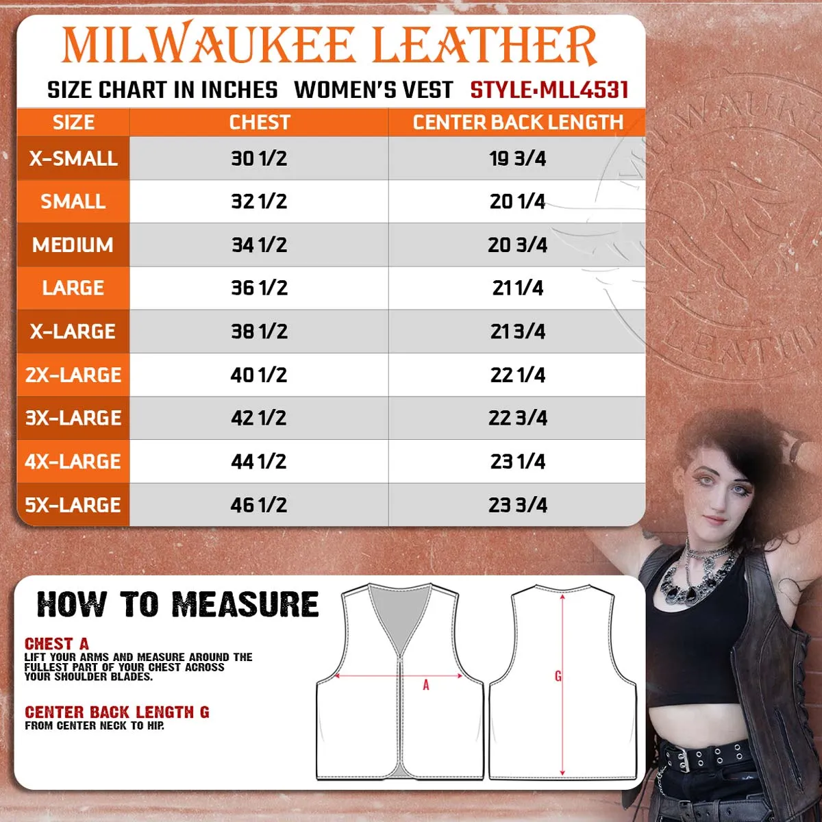 Milwaukee Leather Women's Distress Brown Leather V-Neck Motorcycle Rider Vest with Side Lace MLL4531