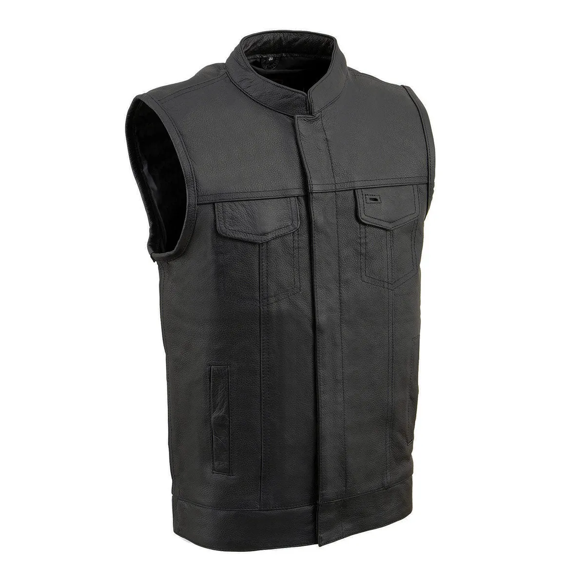 Milwaukee Leather Youth Size Open Neck Snap and Zip Front Club Style Leather Vest LKY3860