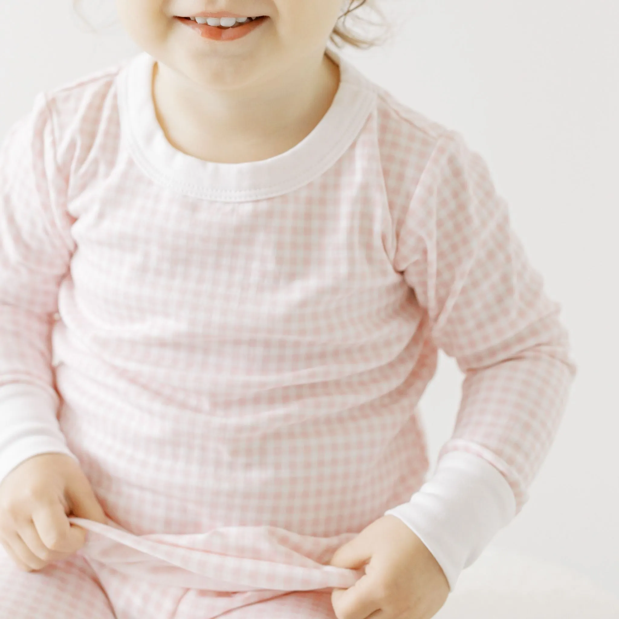 Mini Checks Long Pajamas - Pink