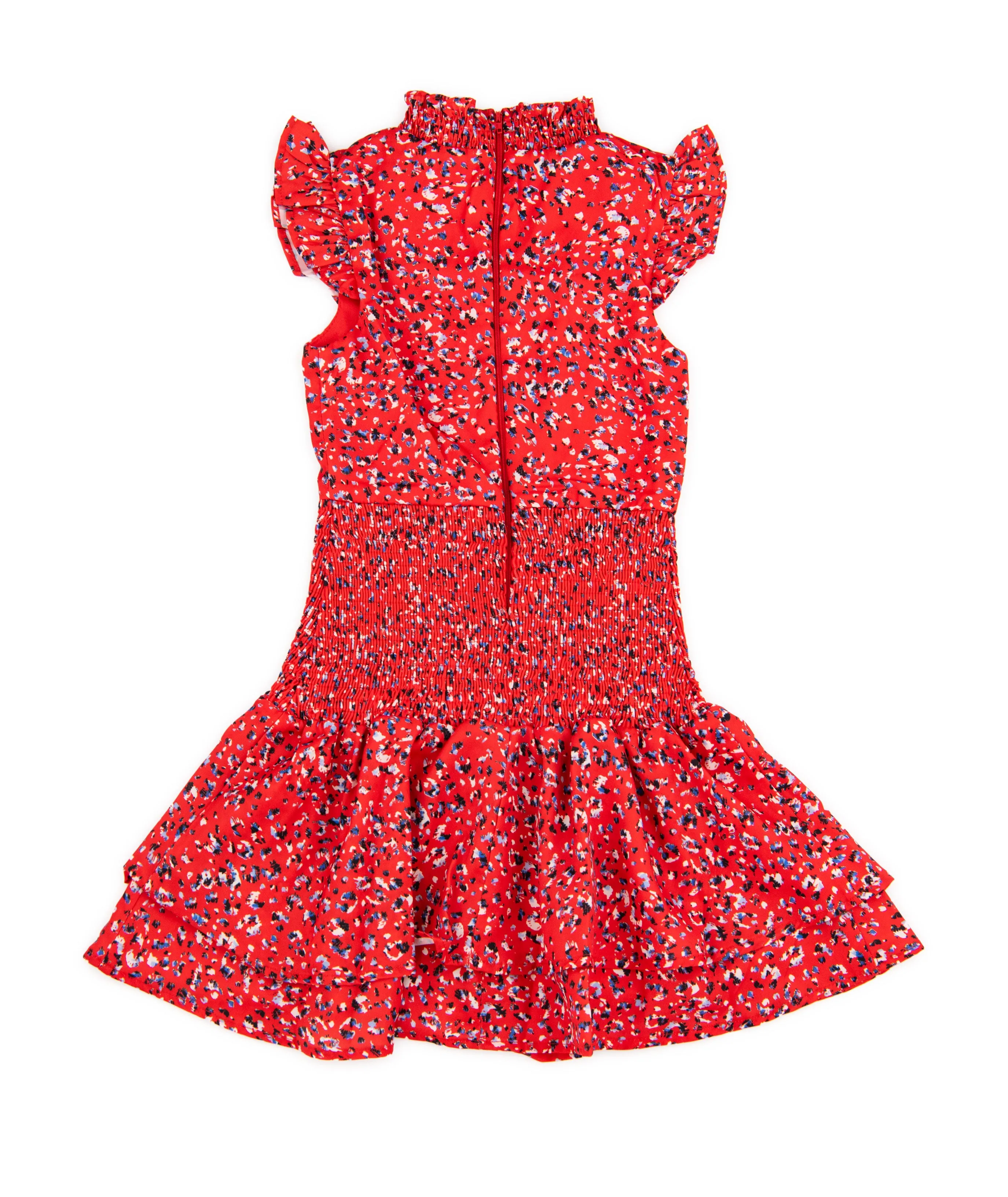 Miss Behave Girls Selena Ruffle Smocked Dress Red Floral