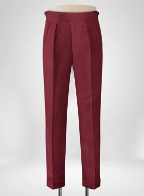 Moscow Maroon Linen Highland Trousers