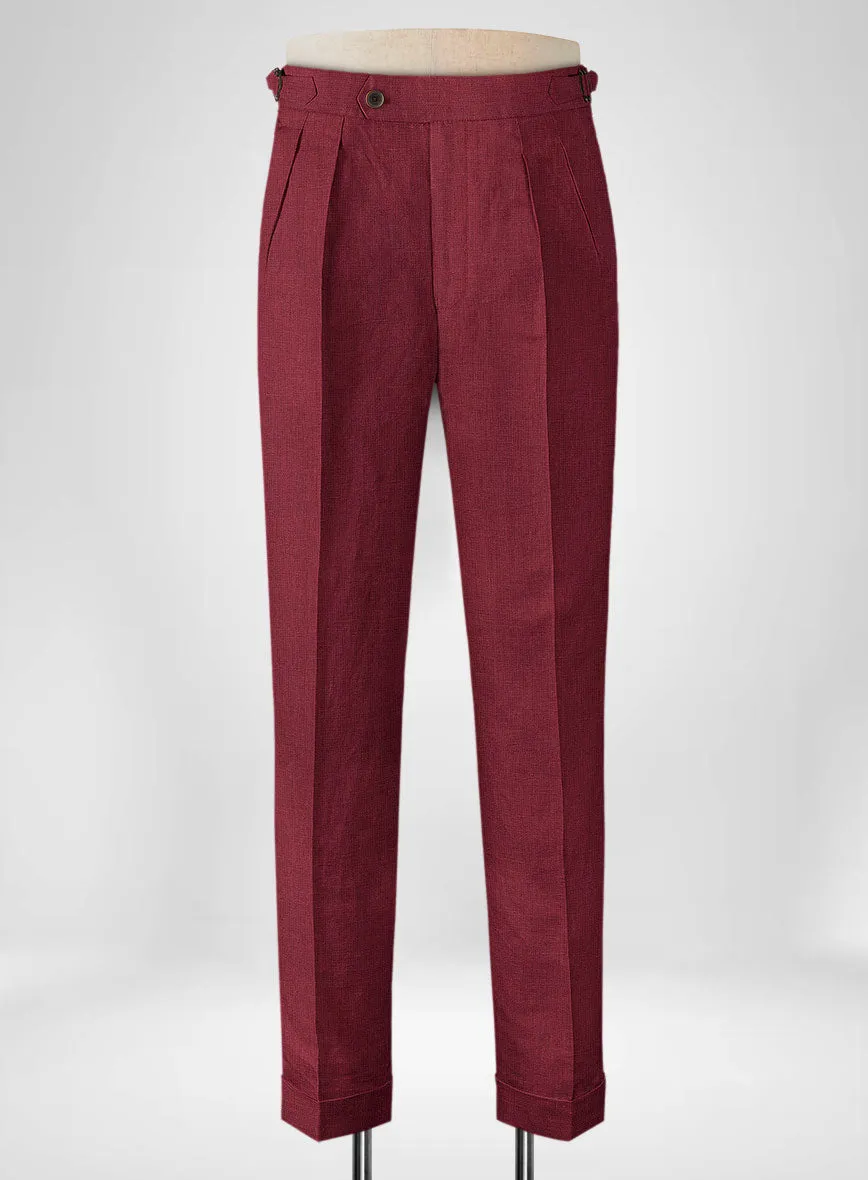 Moscow Maroon Linen Highland Trousers