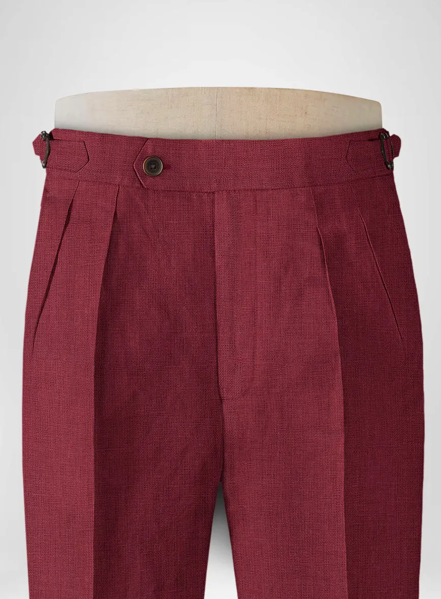 Moscow Maroon Linen Highland Trousers