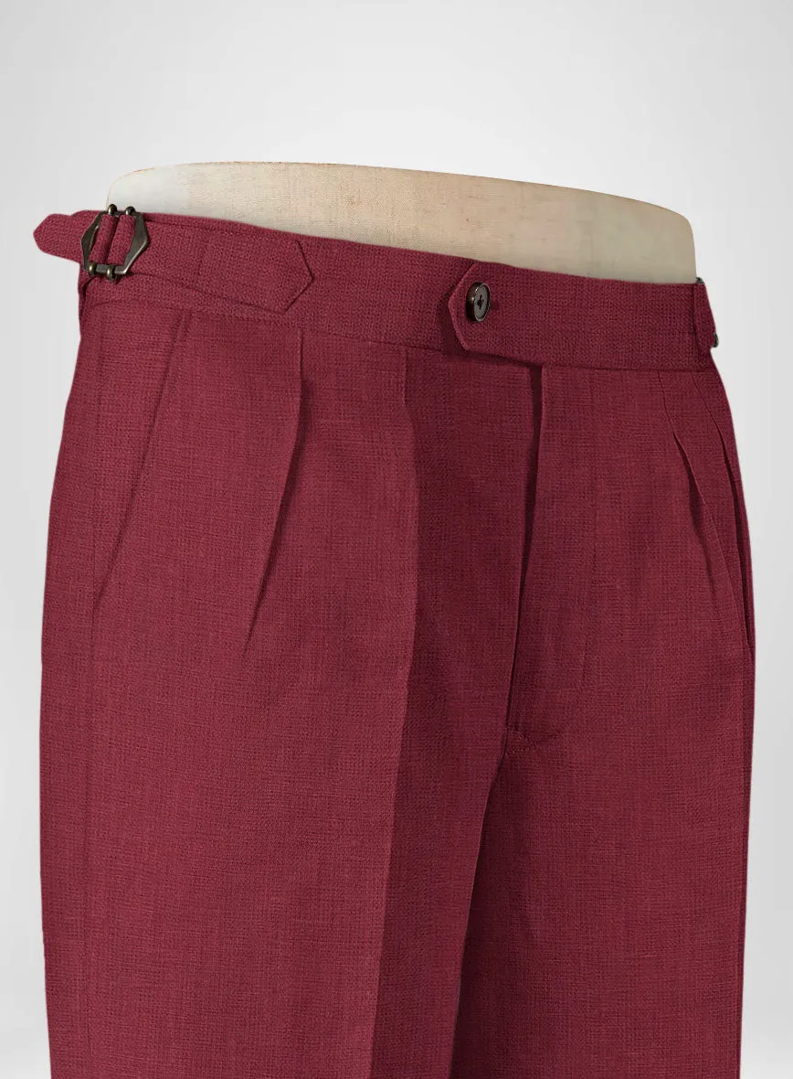 Moscow Maroon Linen Highland Trousers