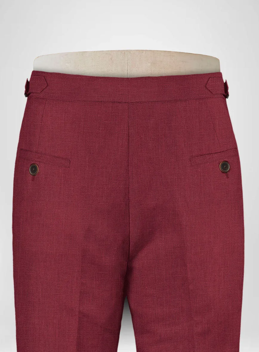 Moscow Maroon Linen Highland Trousers