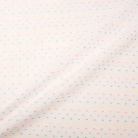 Multi-Coloured Spotted White Cotton Voile