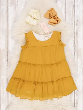 Mustard Tiered Ruffle Dress