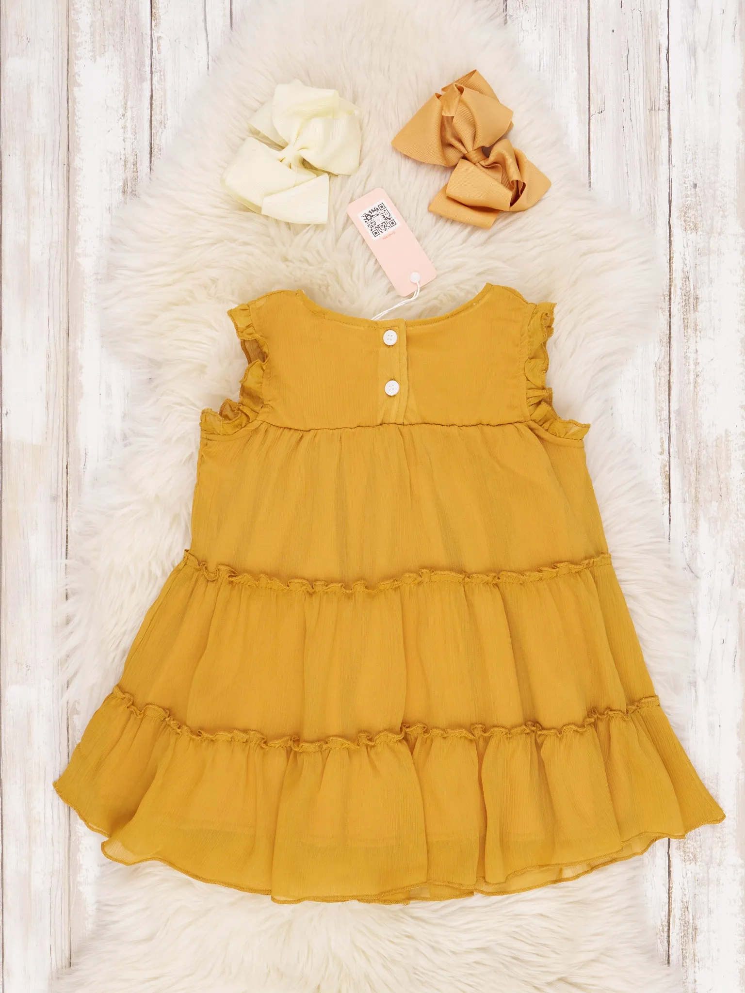 Mustard Tiered Ruffle Dress