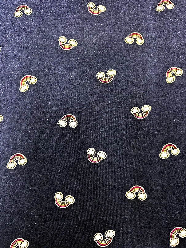 Navy Blue Rainbow Print Double Brushed Jersey Knit Fabric