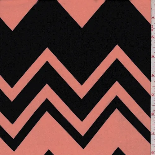 Navy/Pink Chevron Challis Fabric