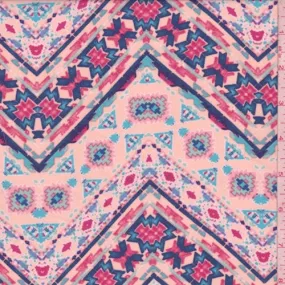 Neon Pink/Turquoise Southwest Crepe Georgette Fabric