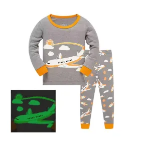 Orange Plane  Glow in the Dark Pajama set