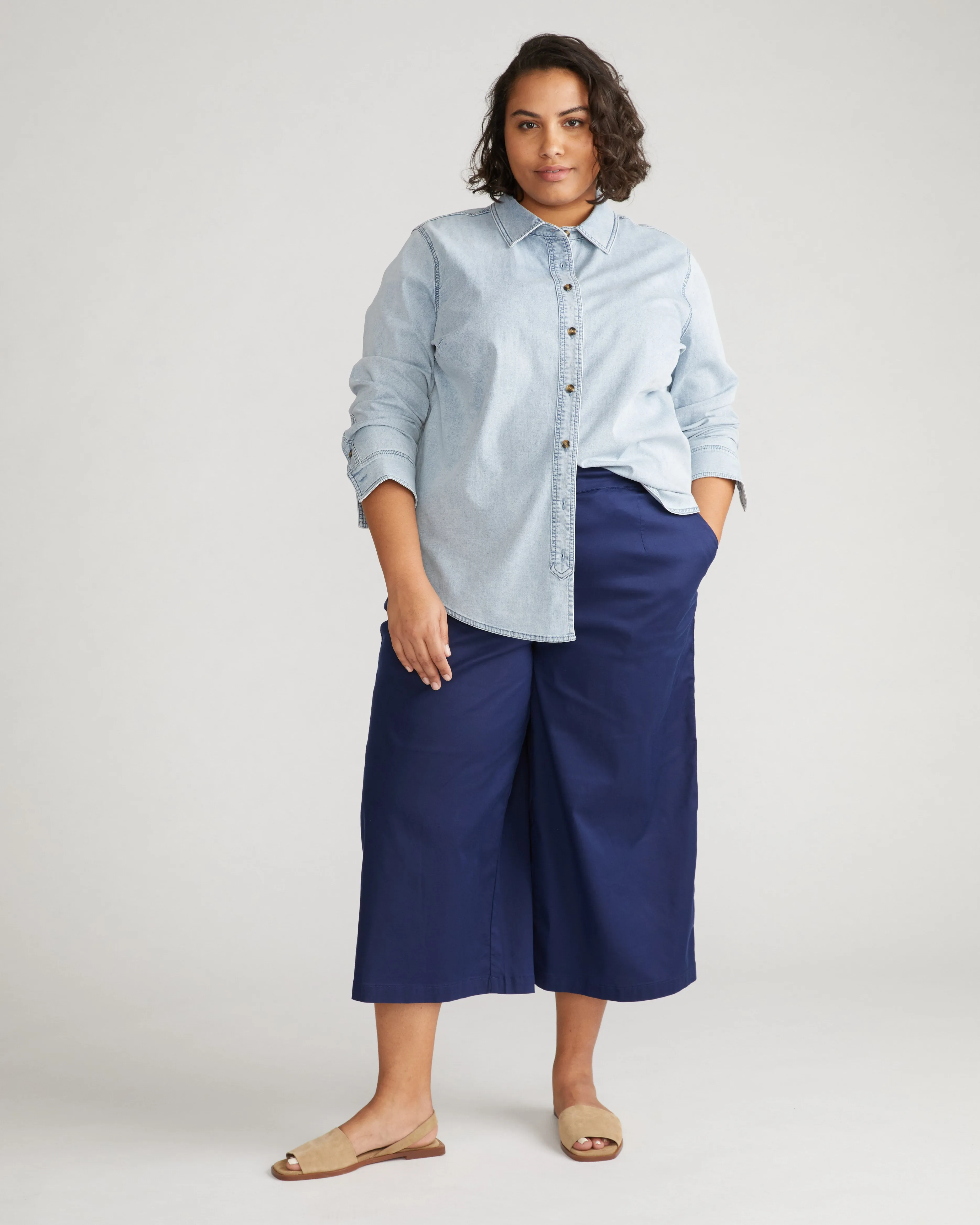 Perfect Tencel Chambray Culottes - Cerulean