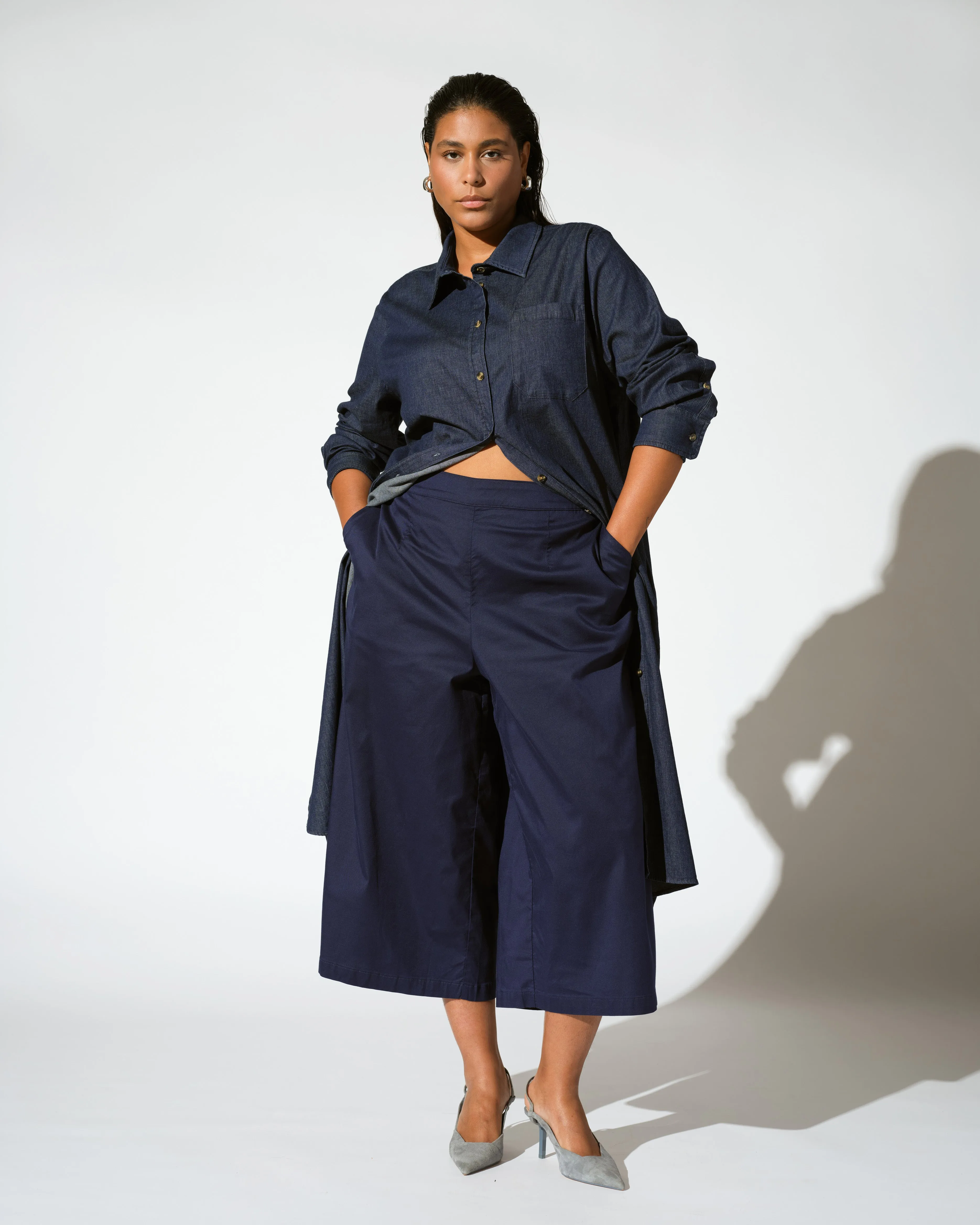 Perfect Tencel Chambray Culottes - Cerulean