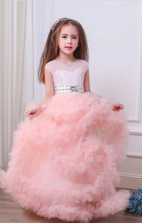 Pink Ruffle Fashion Flower Girl Dresses,Flower Girl Dresses