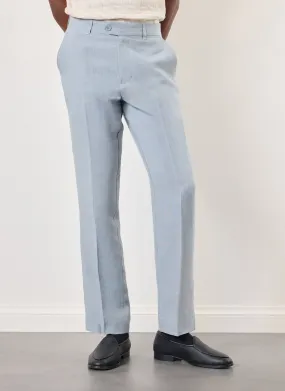 Pleated Tailored Trousers | Linen | Light Blue