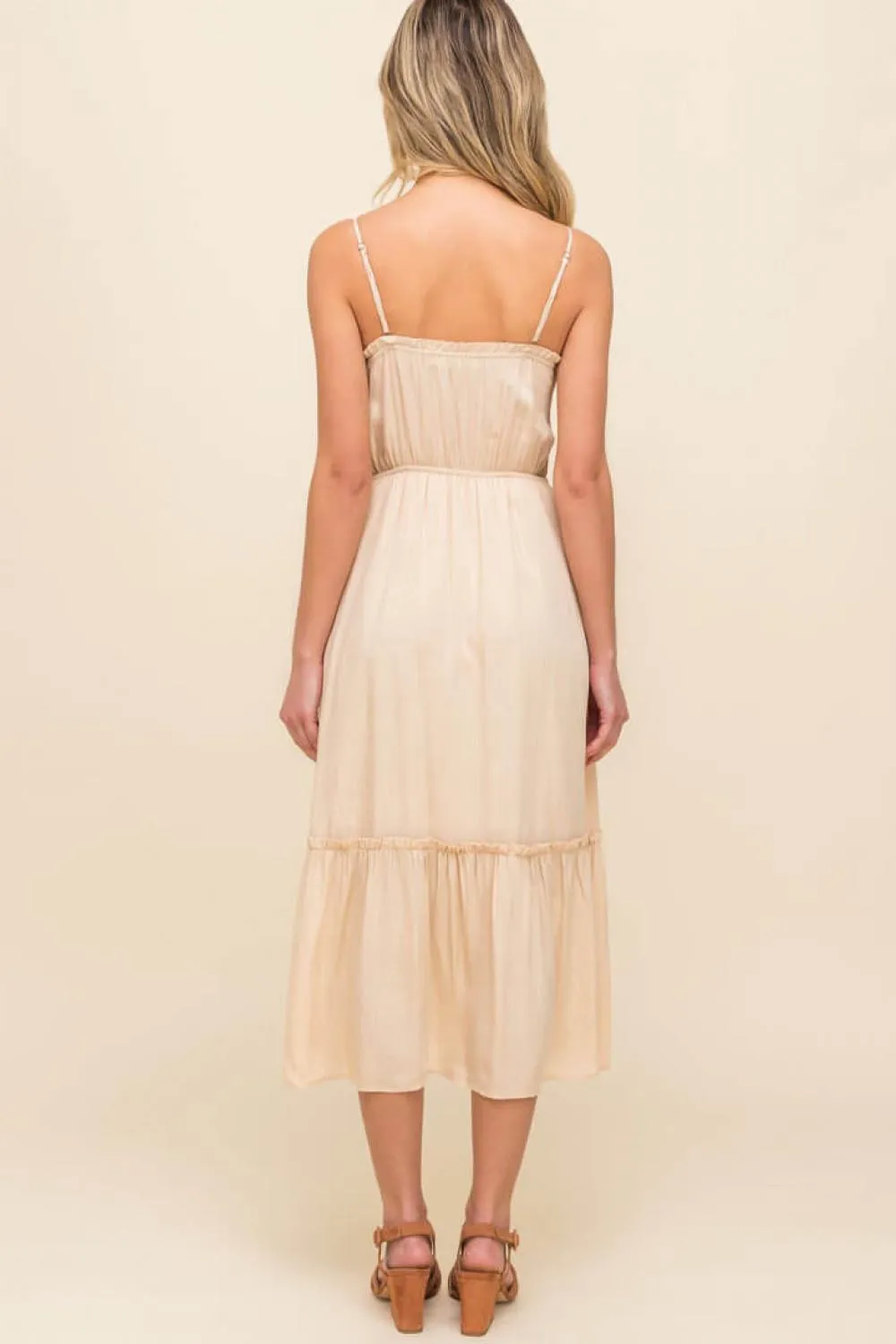 Shirred Tiered Midi Dress