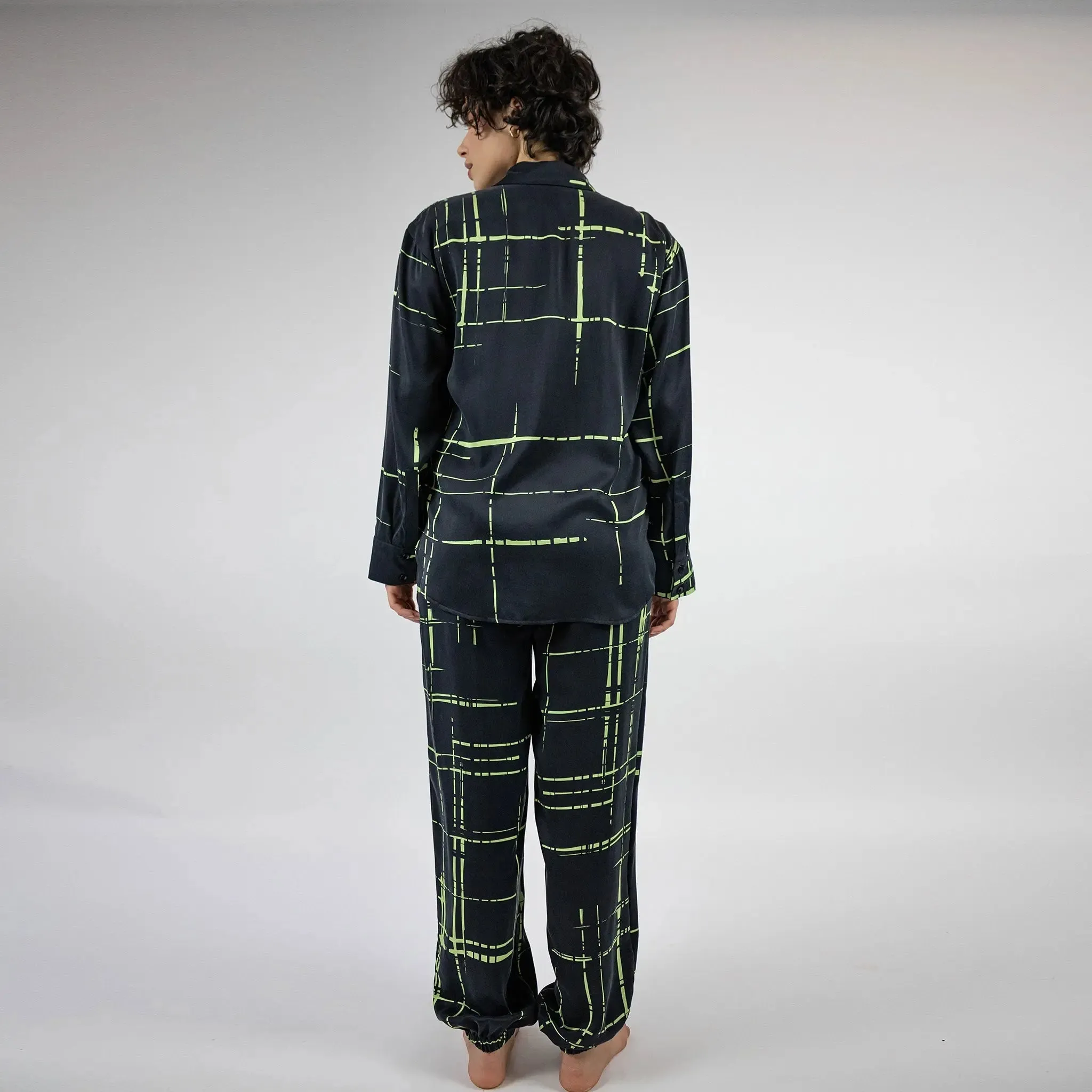 Silk Dreamscape Black Check Pants