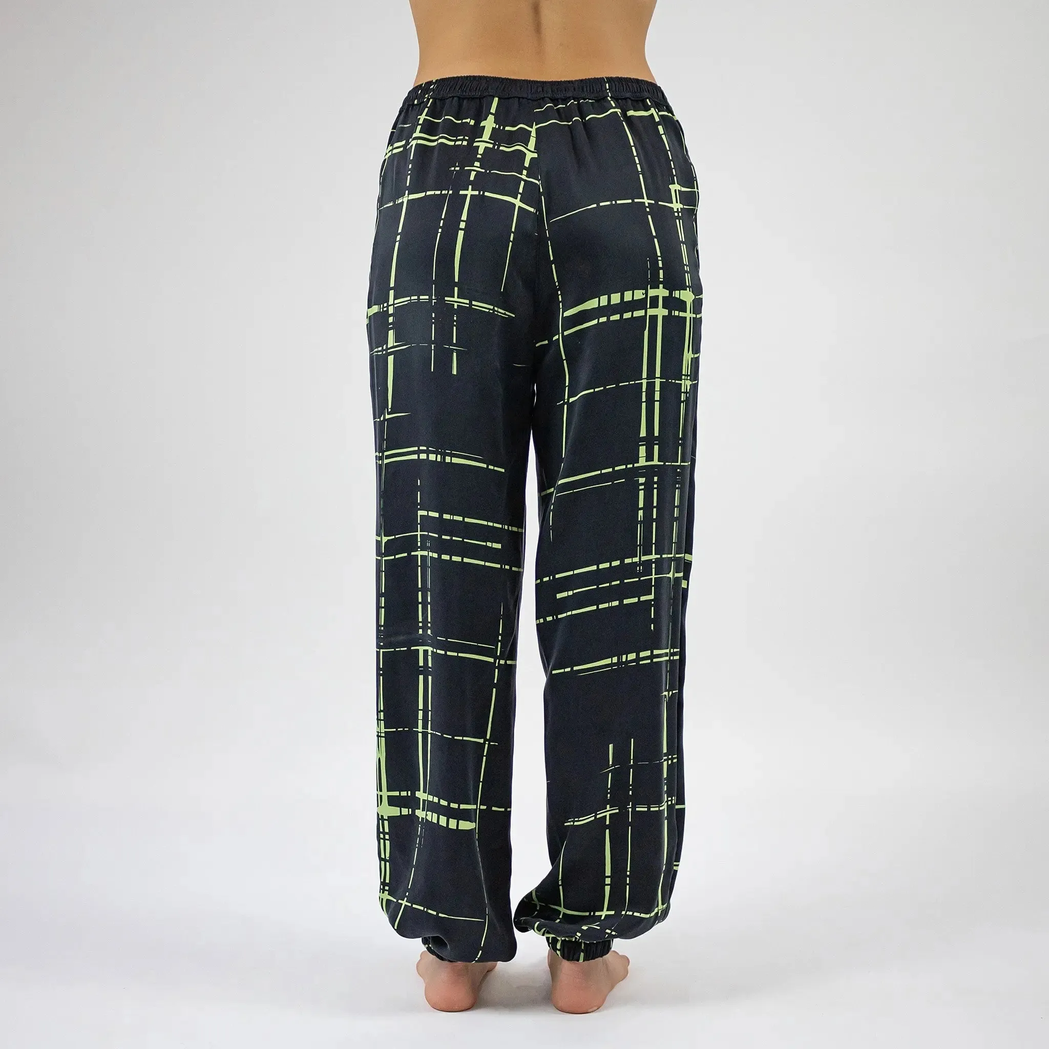 Silk Dreamscape Black Check Pants