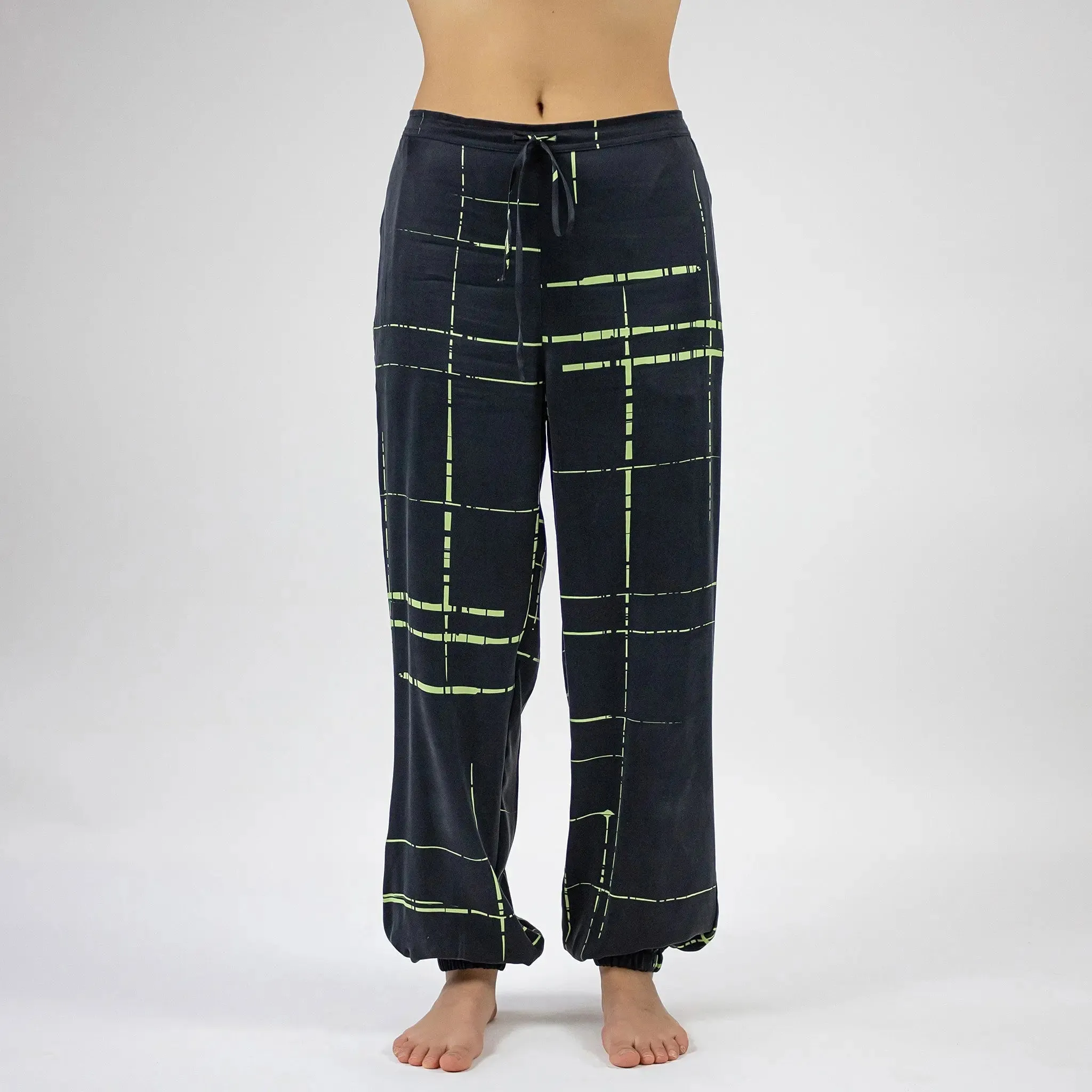 Silk Dreamscape Black Check Pants