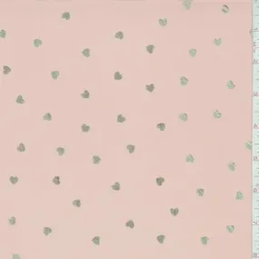 Soft Peach/Gold Mini Heart Georgette Fabric